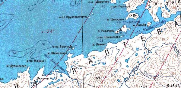 карта побережья Харитона Лаптева