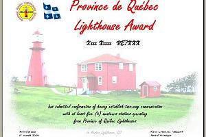 PROVINCE OF QUEBEC LIGHTHOUSE AWARD