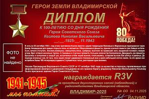 К 100-летию со дня рождения Героя Советского Союза Козлова Н.В.