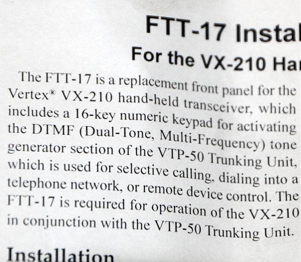 Продам Yaesu FTT-17  16кн. панель для VX-210 