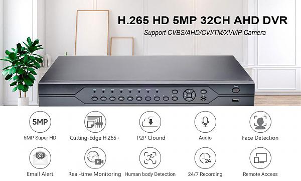 Продам CCTV 32CH 5MP 32 канальный AHD DVR H.265 CVI TVI