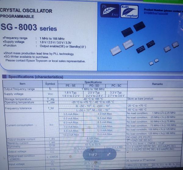 Продам Кварцевый генератор SG-8002,SG-8003,SG-8018 Epson