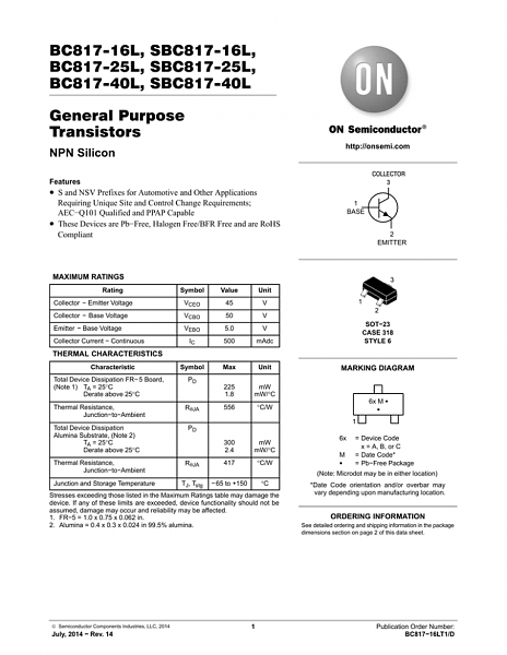 Продам Транзисторы BC817-40, NPN 0.5А/45В, лот 258шт