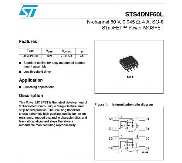 Продам Сборка транзисторов STS4DNF60L, 60V/4A, лот 11шт