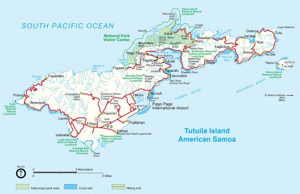 Карта острова Tutuila
