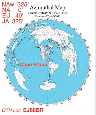 Азимутальная карта Cano остров