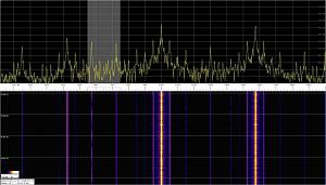 Сравнительная спектрограмма усилителя "Alpha-87A", диапазон 40 метров, мощность 600 Ватт